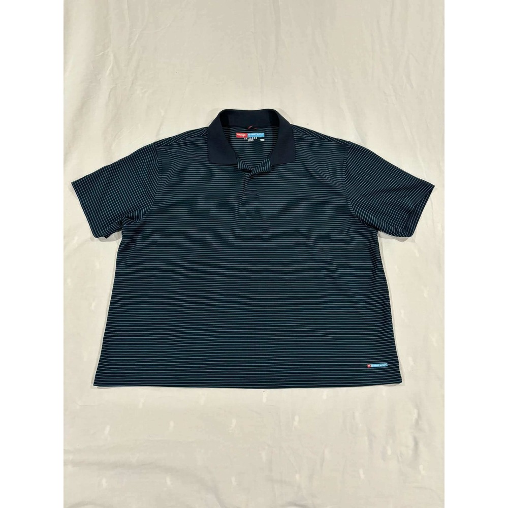 Wrangler Men Polo Shirt Breathe Dri Wicking Technology Striped Navy Teal Size 3X